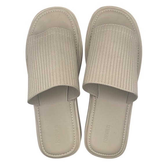 Forever 21 Women's Knit Platform Slid on Sandals Beige Color Size 8.5 - Picture 1 of 7